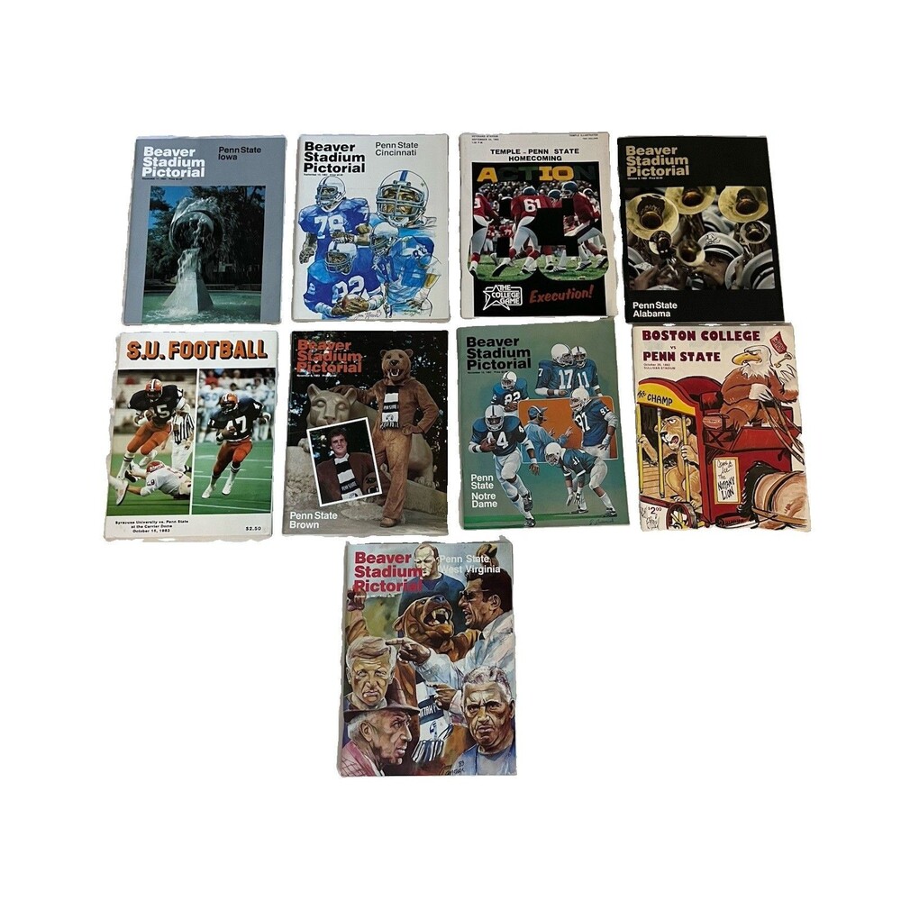 1983 Penn State Football Programs Lot Alabama Notre Dame Doug Flutie BC 9pc VTG